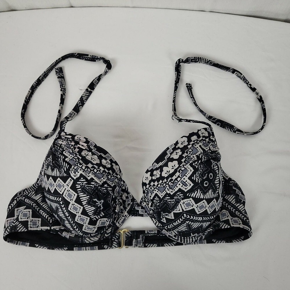 Arizona Womens Multicolor Comfort Halter Swim Push Up Bikini Top Size Medium